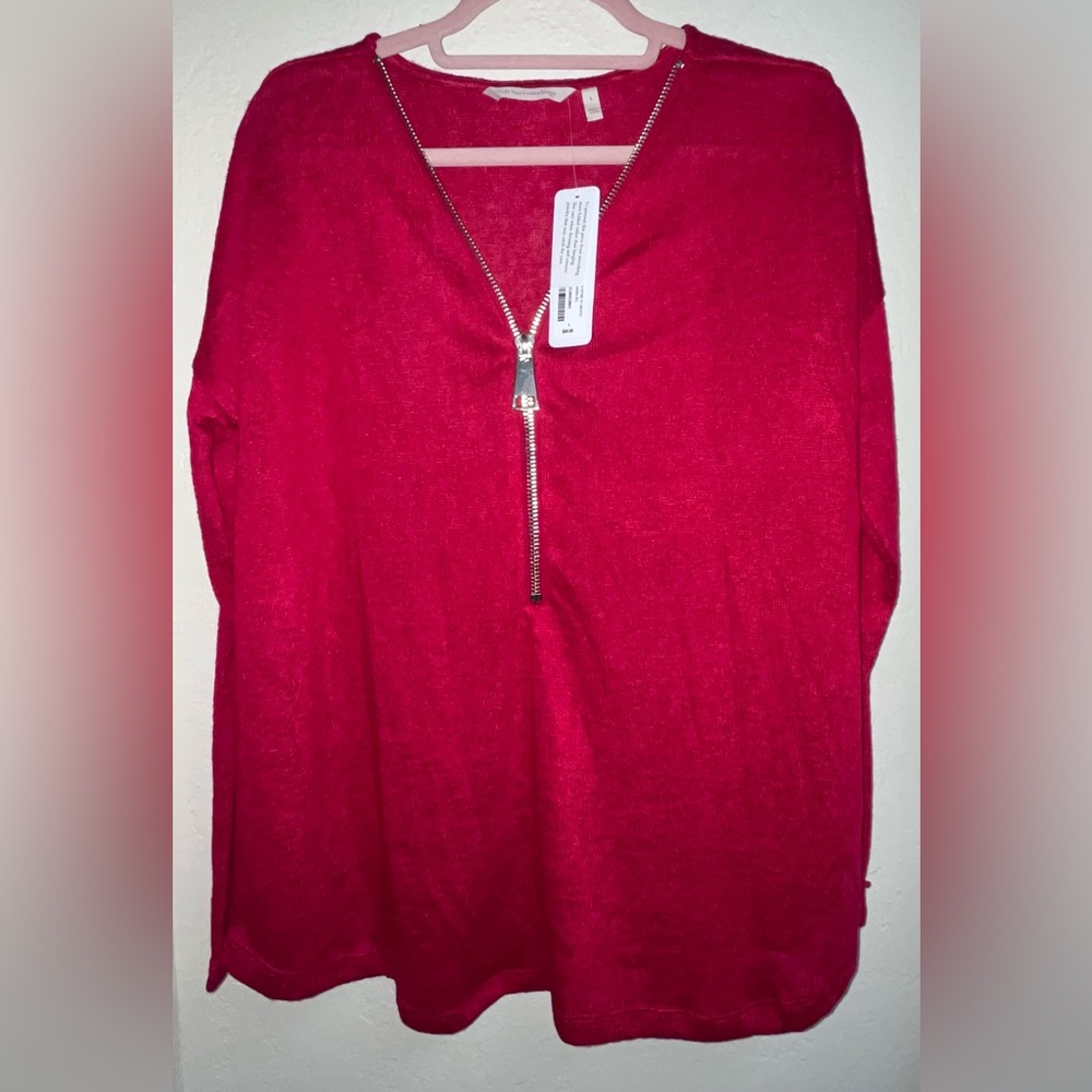 Soft Surroundings Vibrant Red V-Neck Sweater